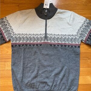 Dale of Norway Gray and White Zip-Up Sweater